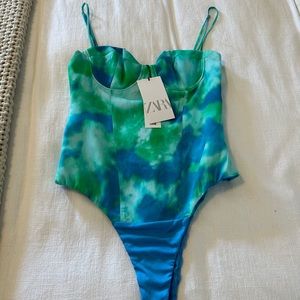 NWT Zara Tie-Dye Bustier Corset Bodysuit